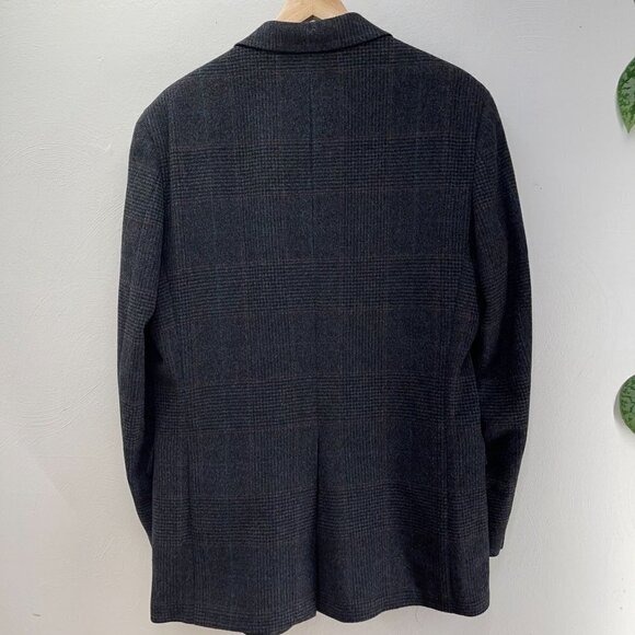 Vtg Unstructured Woolworth's 2-Bttn Gray Plaid Wool Sport Coat (42L or 44L) - Picture 2 of 14